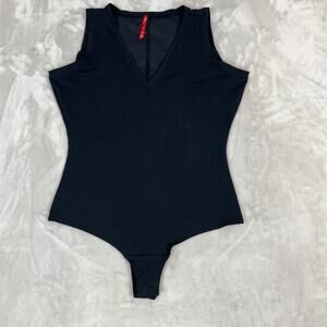 Spanx Bodysuit Womens Medium Black Suit Yourself V Neck Tank Stretch 20276R